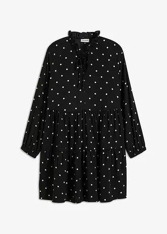 Rochie-tunică cu bentiță • negru/alb punctat • magazin bonprix