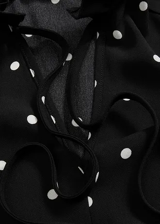 Rochie-tunică cu bentiță • negru/alb punctat • magazin bonprix