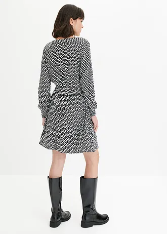 Mini jurk van gestructureerde crêpe • gestipt zwart/wit • bonprix online shop