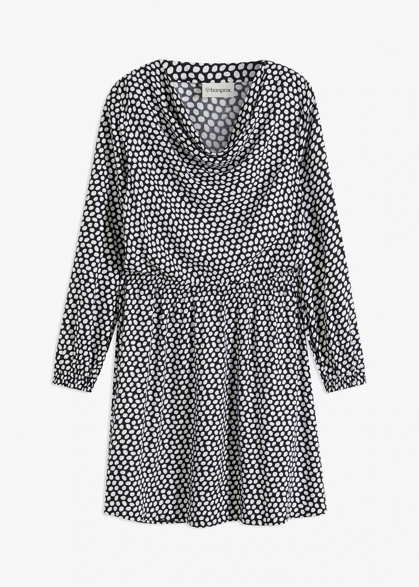 Mini jurk van gestructureerde crêpe • gestipt zwart/wit • bonprix online shop