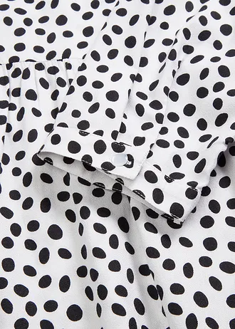 Sukienka midi z krepy w strukturalny wzór • biało-czarny w kropki • bonprix obchod