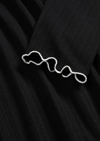 T-shirt manches longues côtelé • noir-écru • Boutique bonprix