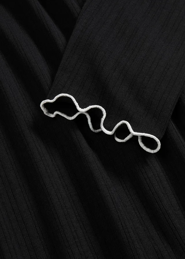 T-shirt manches longues côtelé • noir-écru • product-page.page-title-suffix