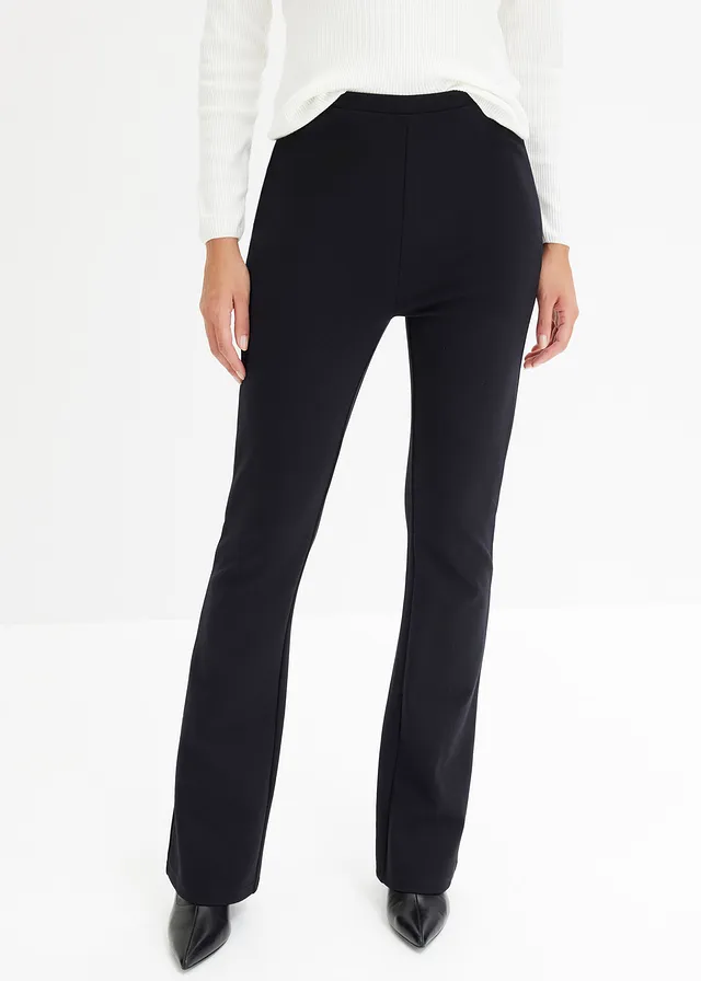 Pantalon confortable en Punto di Roma, Couleur: noir