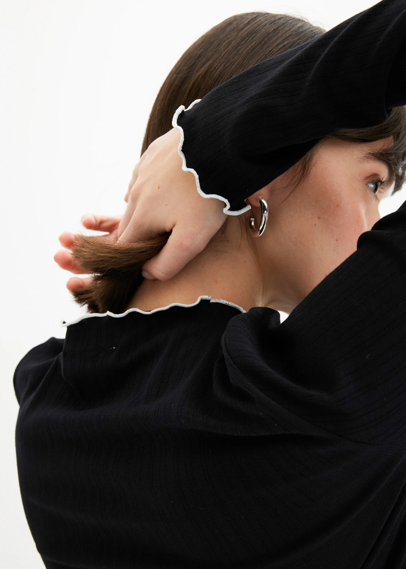 Prążkowana bluzka z długim rękawem • czarno-biel wełny • sklep bonprix