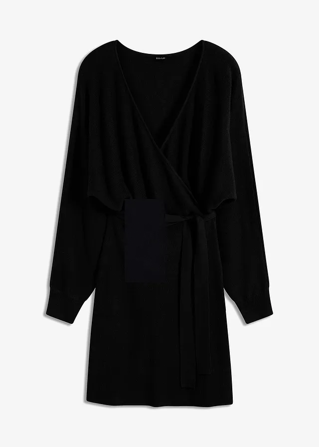 Robe en maille de viscose mélangée, Couleur: noir