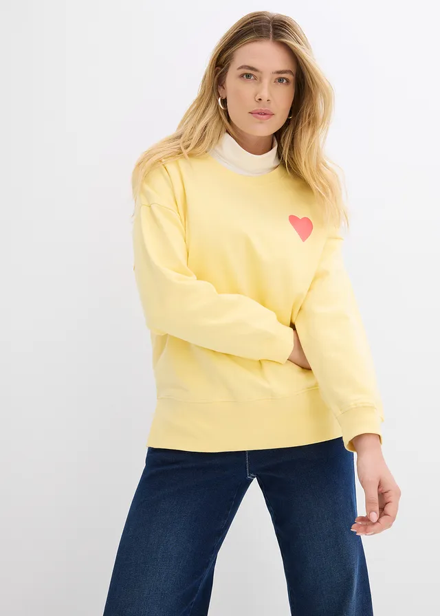 Sweat oversize en coton, Couleur: jaune clair-saumon clair