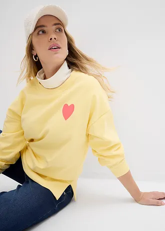 Oversize mikina z organické bavlny • světle žlutá/světle lososová • bonprix obchod