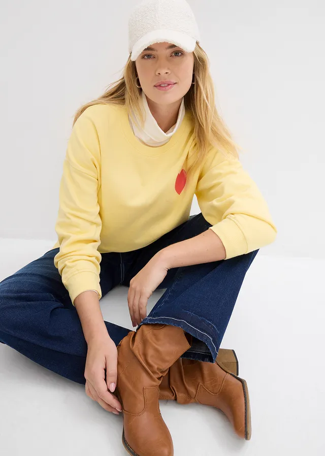 Oversized sweater van biologisch katoen • lichtgeel/lichtzalm • product-page.page-title-suffix