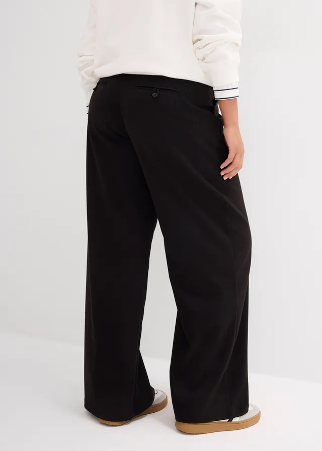 Pantalon large à pinces, Couleur: noir