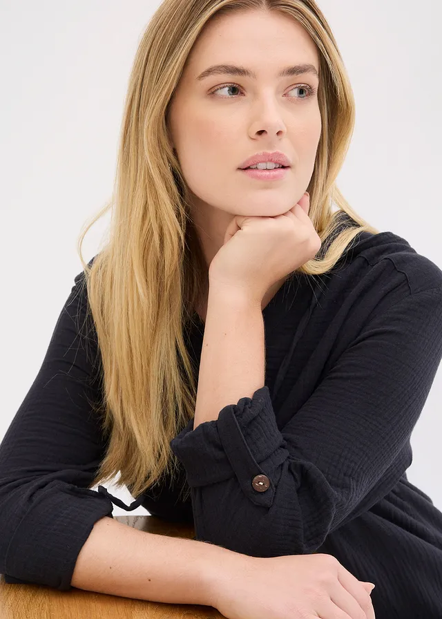Mousseline blouse van katoen • zwart • product-page.page-title-suffix