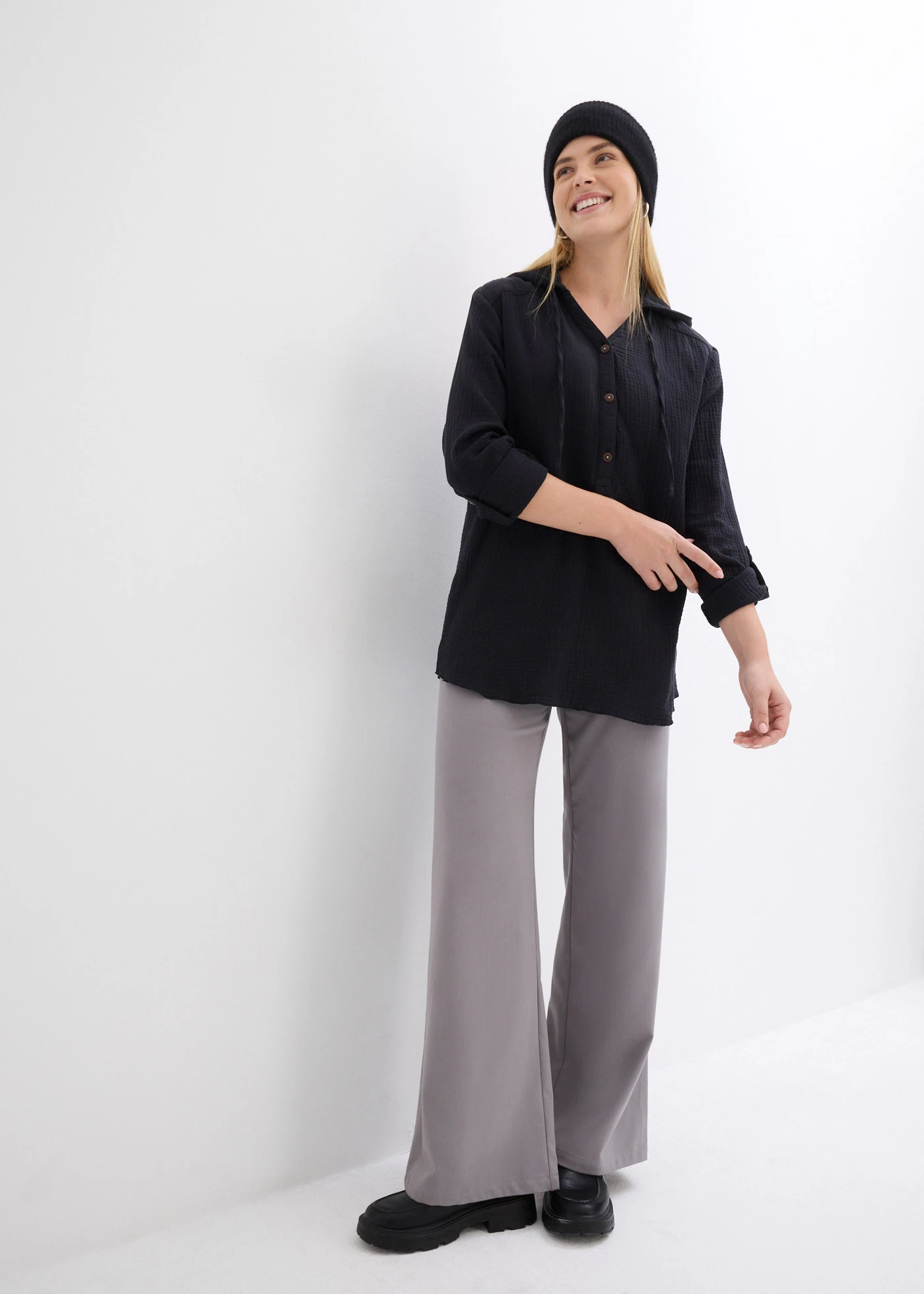 Mousseline blouse van katoen • zwart • bonprix online shop