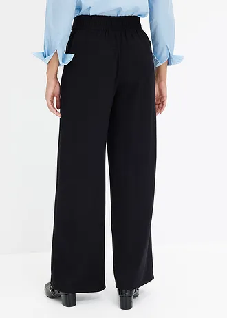 Jersey broek met decoratieve tailleband, Kleur: zwart