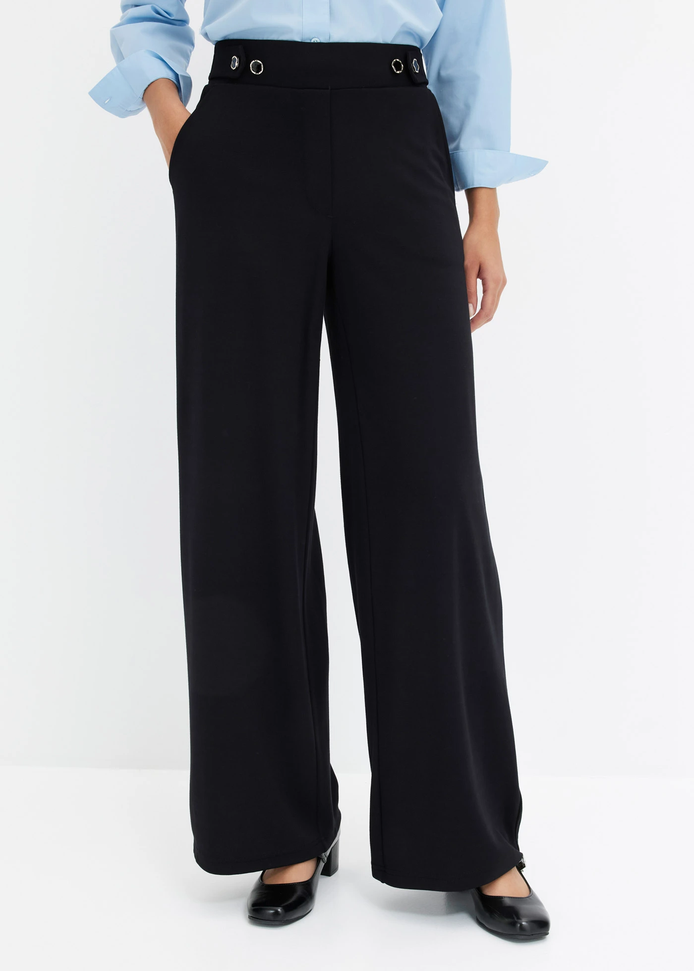Pantaloni din jerse din material Punto di Roma • negru • magazin bonprix