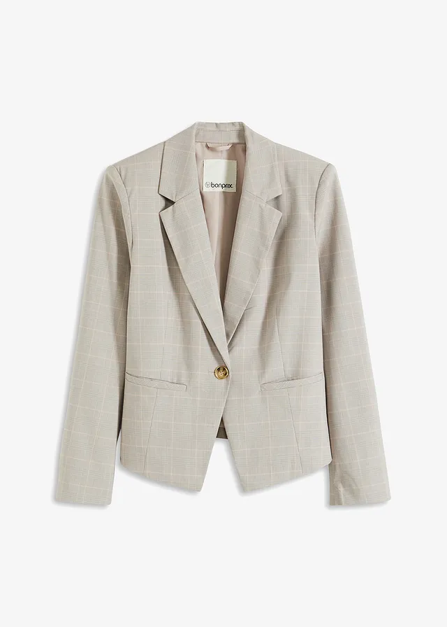 Glencheck blazer, Kleur: lichtgrijs-lichtroze geruit