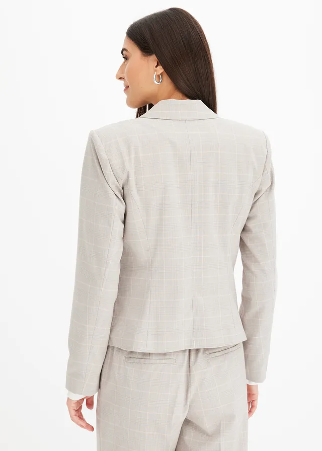 Glencheck blazer, Kleur: lichtgrijs-lichtroze geruit