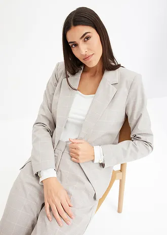 Glenčekový blejzr • světle šedá-světle růžová kostkované • bonprix obchod