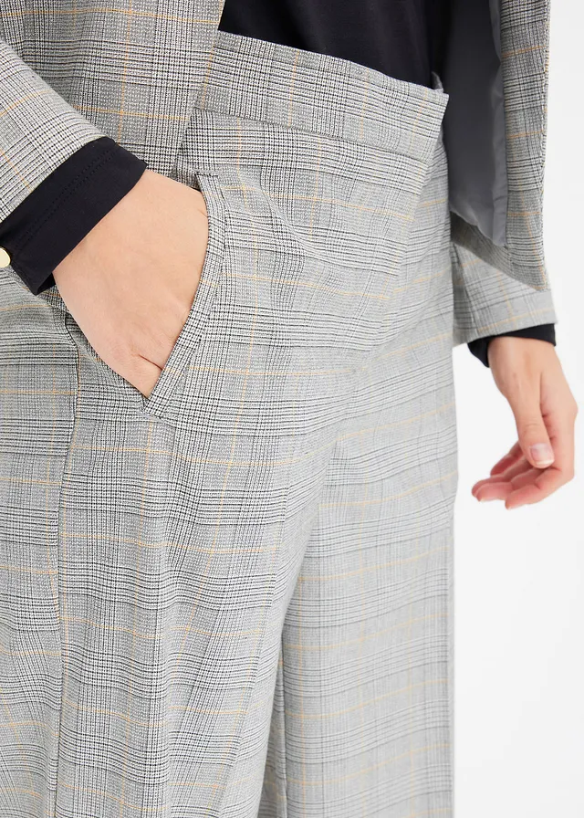 Glencheck Marlene Dietrich broek met viscose • zwart-sand geruit • product-page.page-title-suffix