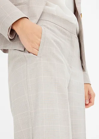 Glencheck Marlene Dietrich broek met viscose • lichtgrijs-lichtroze geruit • bonprix online shop