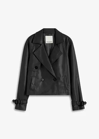 Korte trenchcoat van imitatieleer