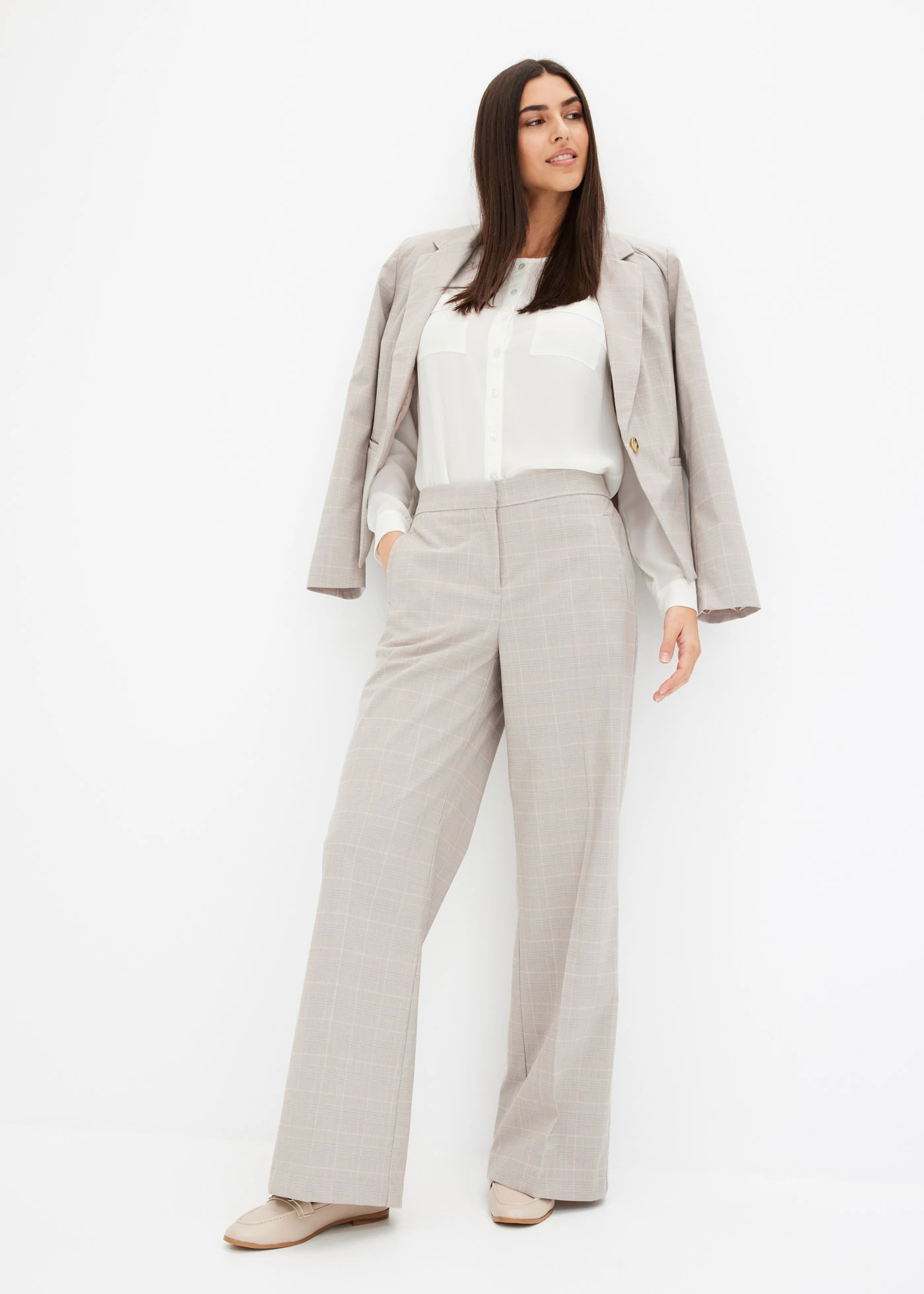 Glenčekový blejzr • světle šedá-světle růžová kostkované • bonprix obchod