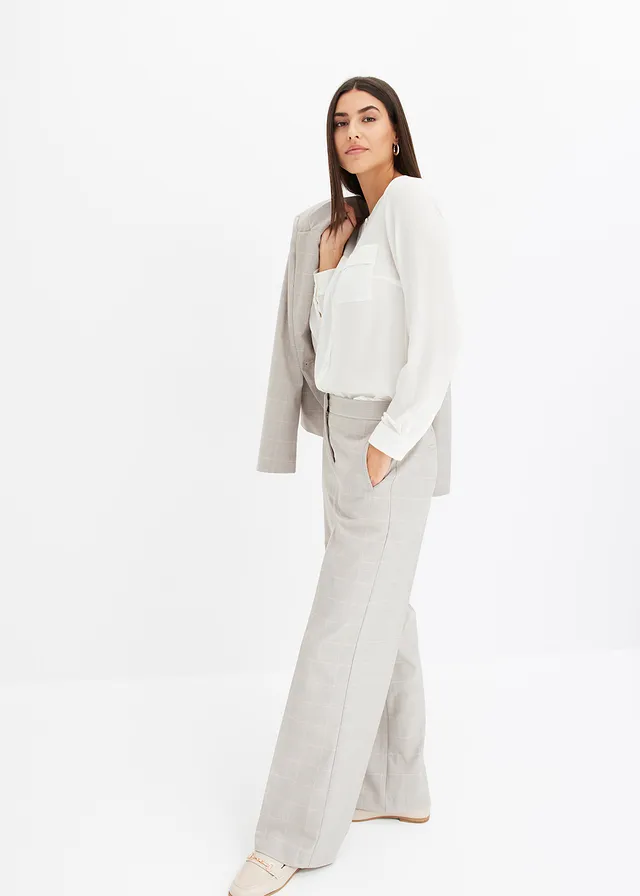 Glencheck Marlene Dietrich broek met viscose • lichtgrijs-lichtroze geruit • product-page.page-title-suffix