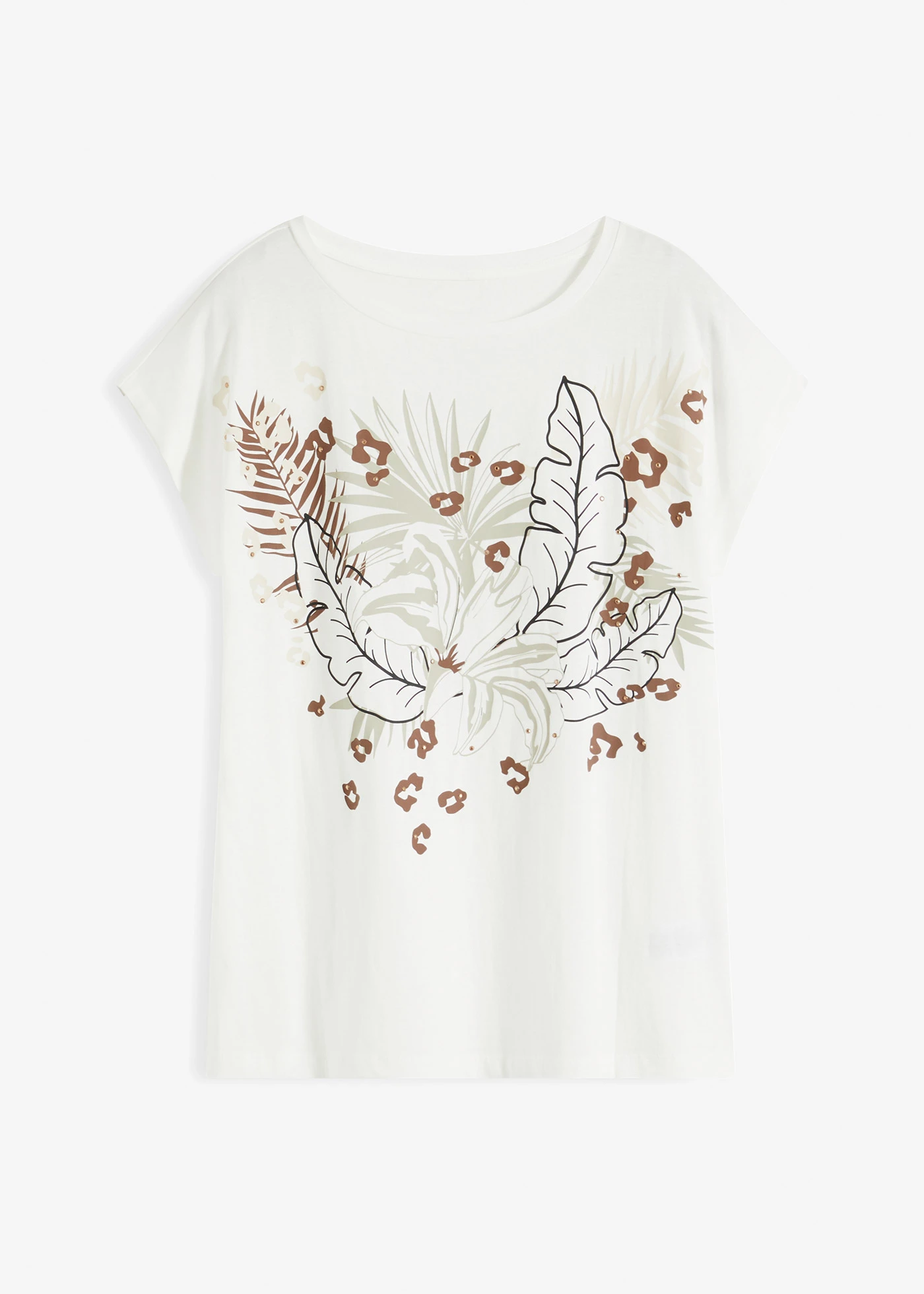 Bluză din bumbac organic 100% • ecru/cu imprimeu bej-migdală • magazin bonprix