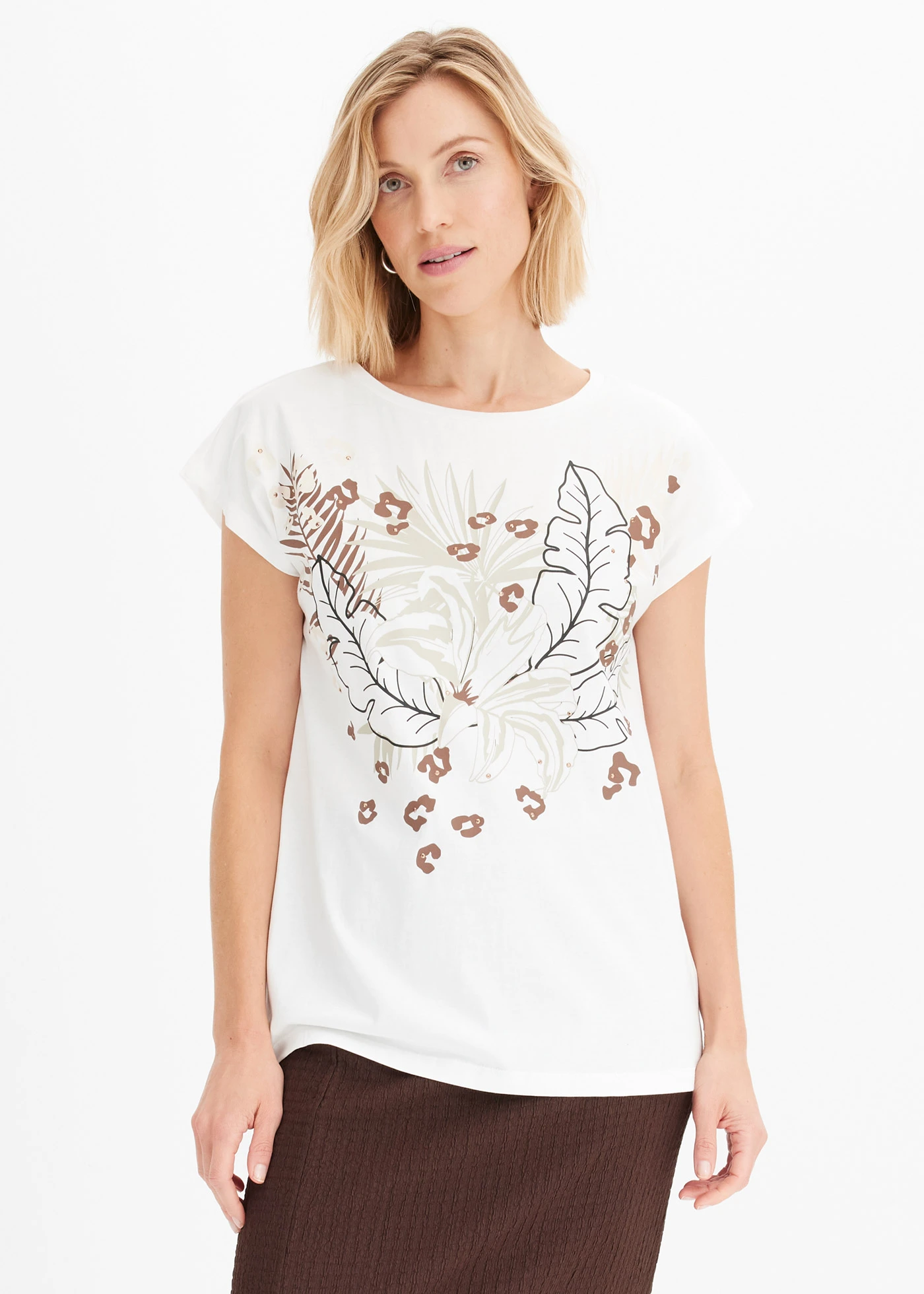 Shirt van biologisch katoen • wolwit-lichtbruin-kiezelbeige-amandelbeige-sand-zwart met print • bonprix online shop