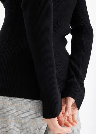 Pulover ripsat cu viscoză • negru • magazin bonprix