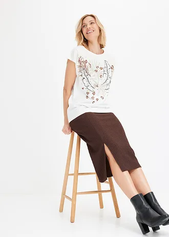 Tričko z čistej bio bavlny • biela vlna/mandľovo béžová potlačená • obchod bonprix