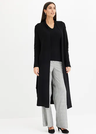 Lang vest met viscose, Kleur: zwart