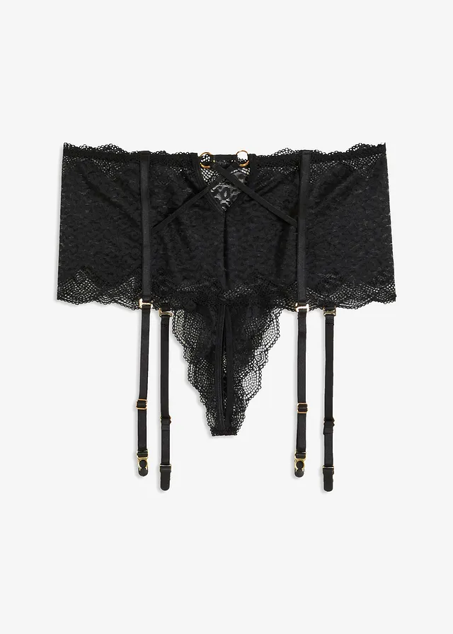 String taille classique ouvert avec porte-jarretelle • noir • Boutique bonprix