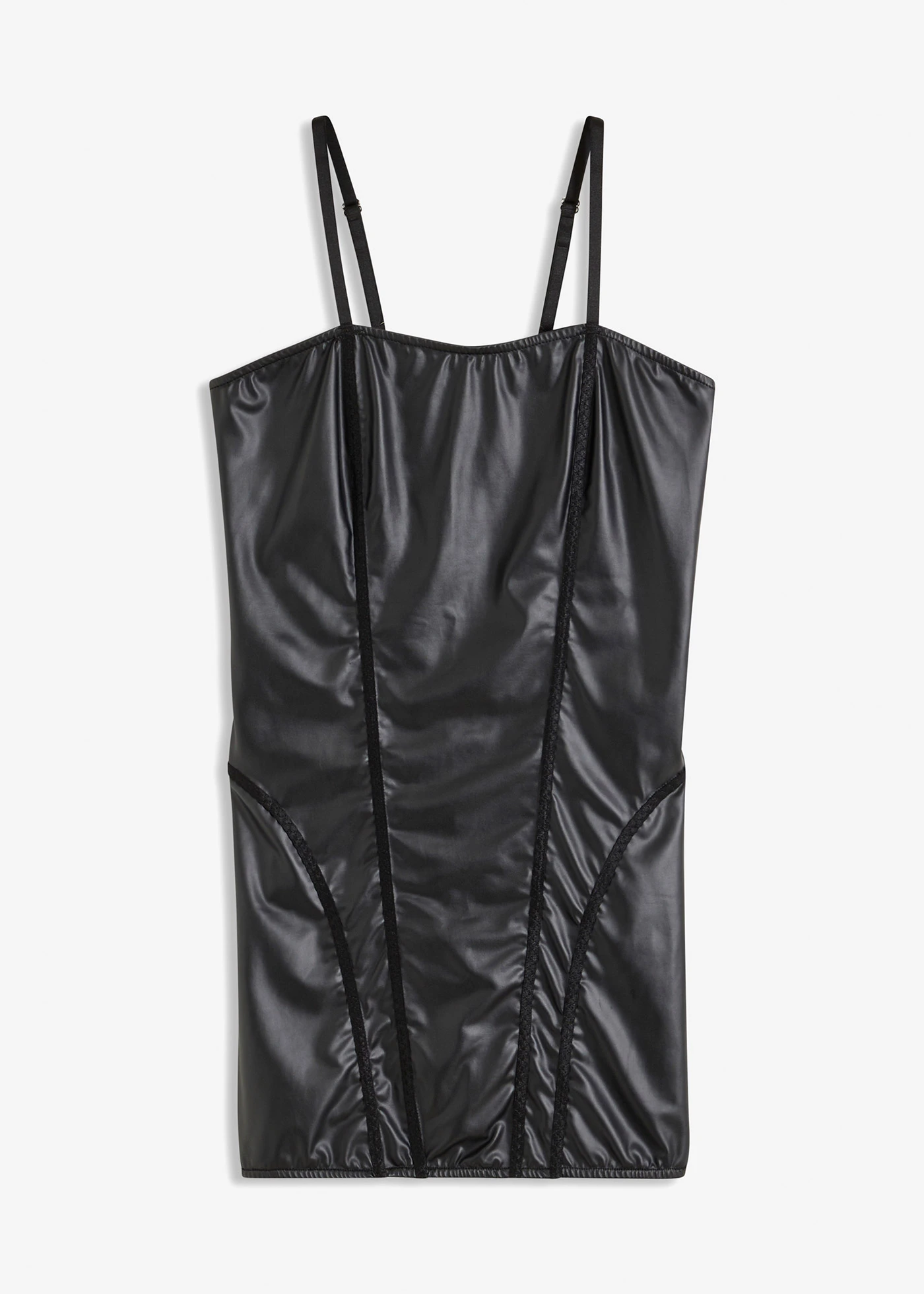 Sexy jurk in wetlook • zwart • bonprix online shop