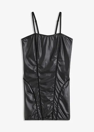 Sexy jurk in wetlook • zwart • bonprix online shop