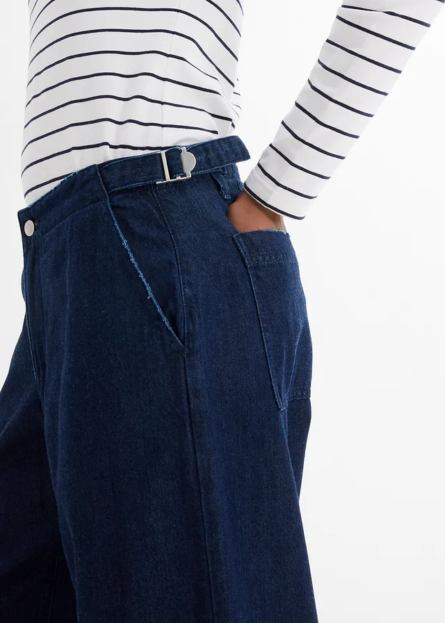 Wide leg jeans, mid waist • donkerblauw denim • product-page.page-title-suffix