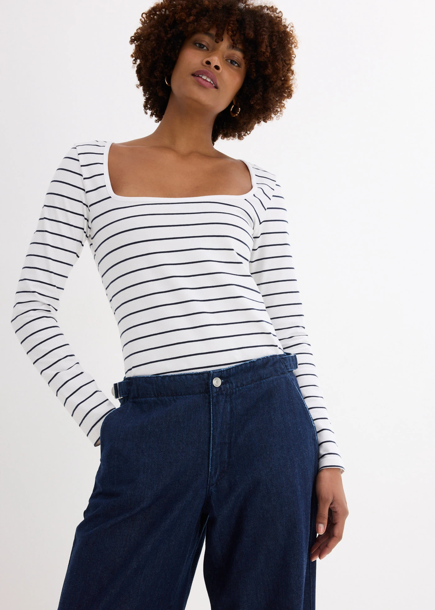 Wide leg jeans, mid waist • donkerblauw denim • bonprix online shop