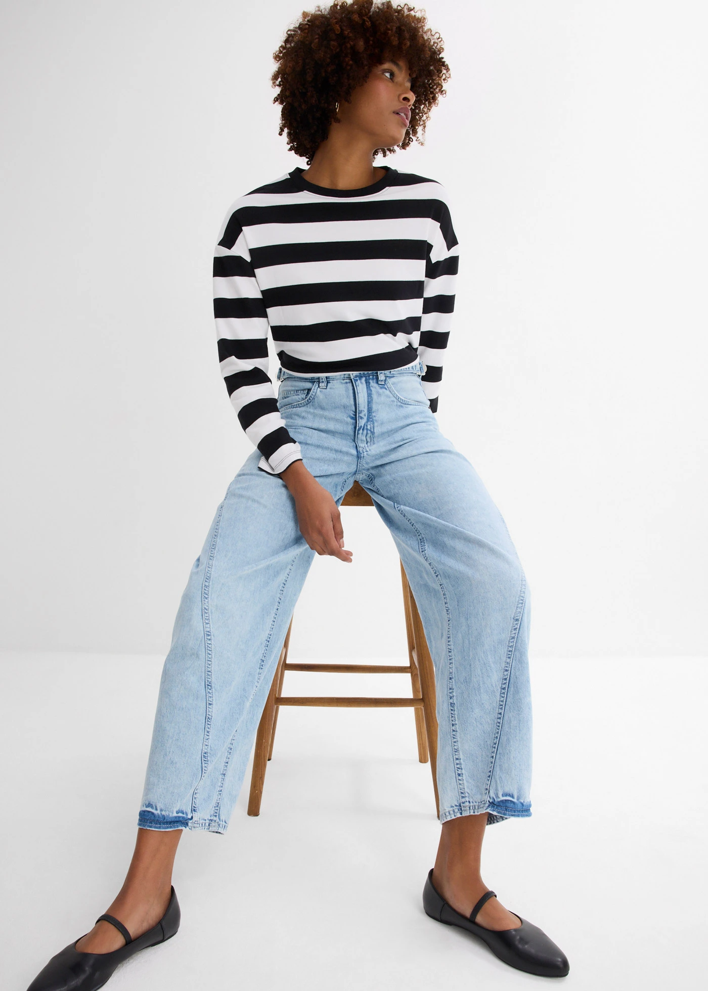 Balonové džíny, Mid Waist • ledově modrý denim used • bonprix obchod