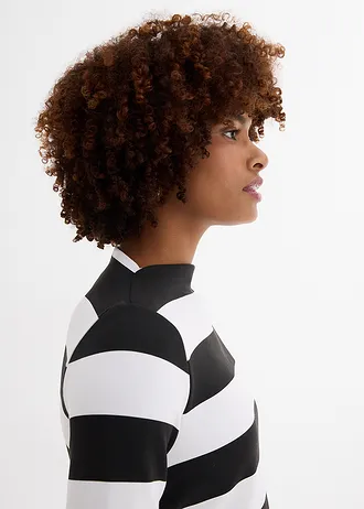 Žerzejové šaty se stojáčkem • černo-bílá s proužky • bonprix obchod