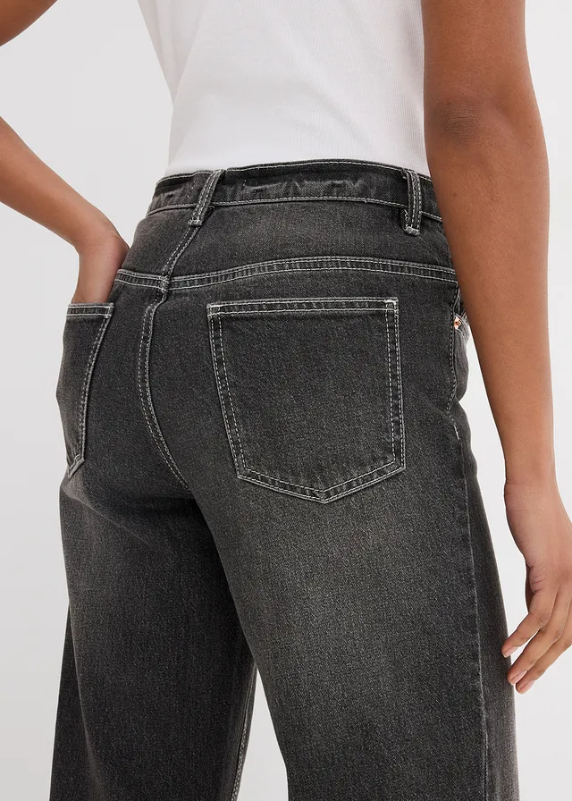 Wide leg jeans, high waist • zwart denim used • product-page.page-title-suffix