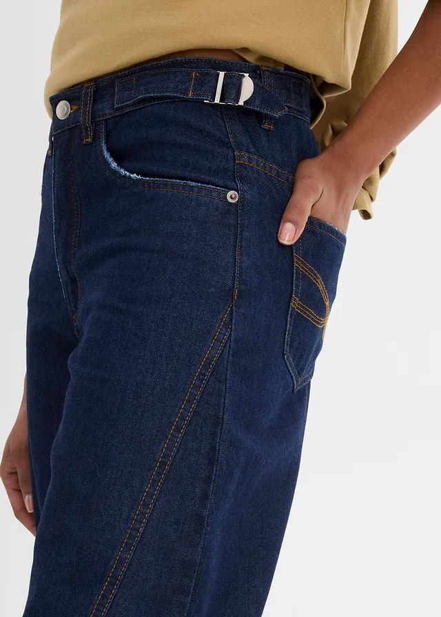 Jean Balloon taille mi-haute • bleu foncé denim brut • product-page.page-title-suffix