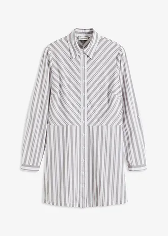 Lange blouse • grijs/wit • bonprix online shop