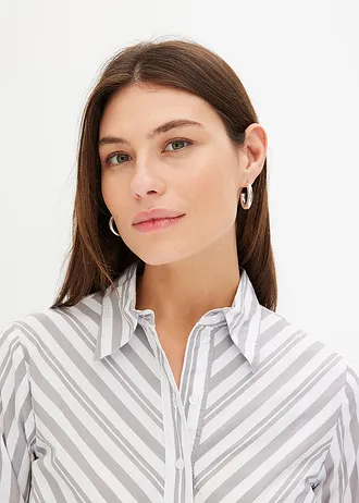 Lange blouse • grijs/wit • bonprix online shop