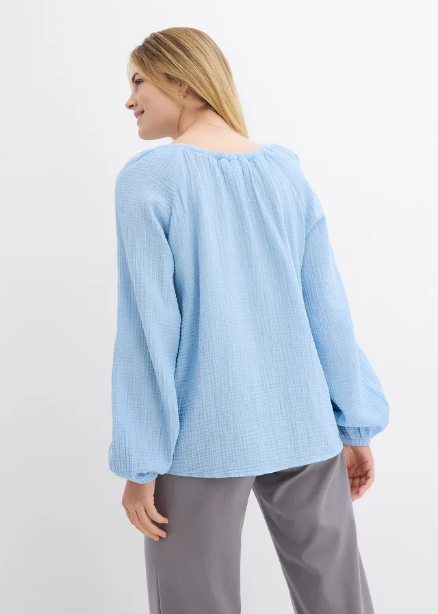 Blouse ample en gaze de coton • bleu clair • product-page.page-title-suffix