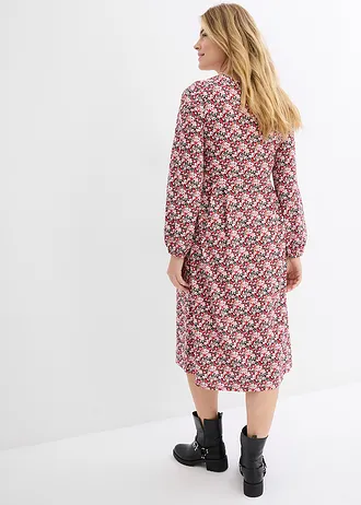 Midi jurk van katoen-jersey • aardbeirood gebloemd • bonprix online shop