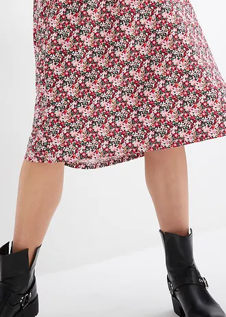 Midi jurk van katoen-jersey • aardbeirood gebloemd • bonprix online shop