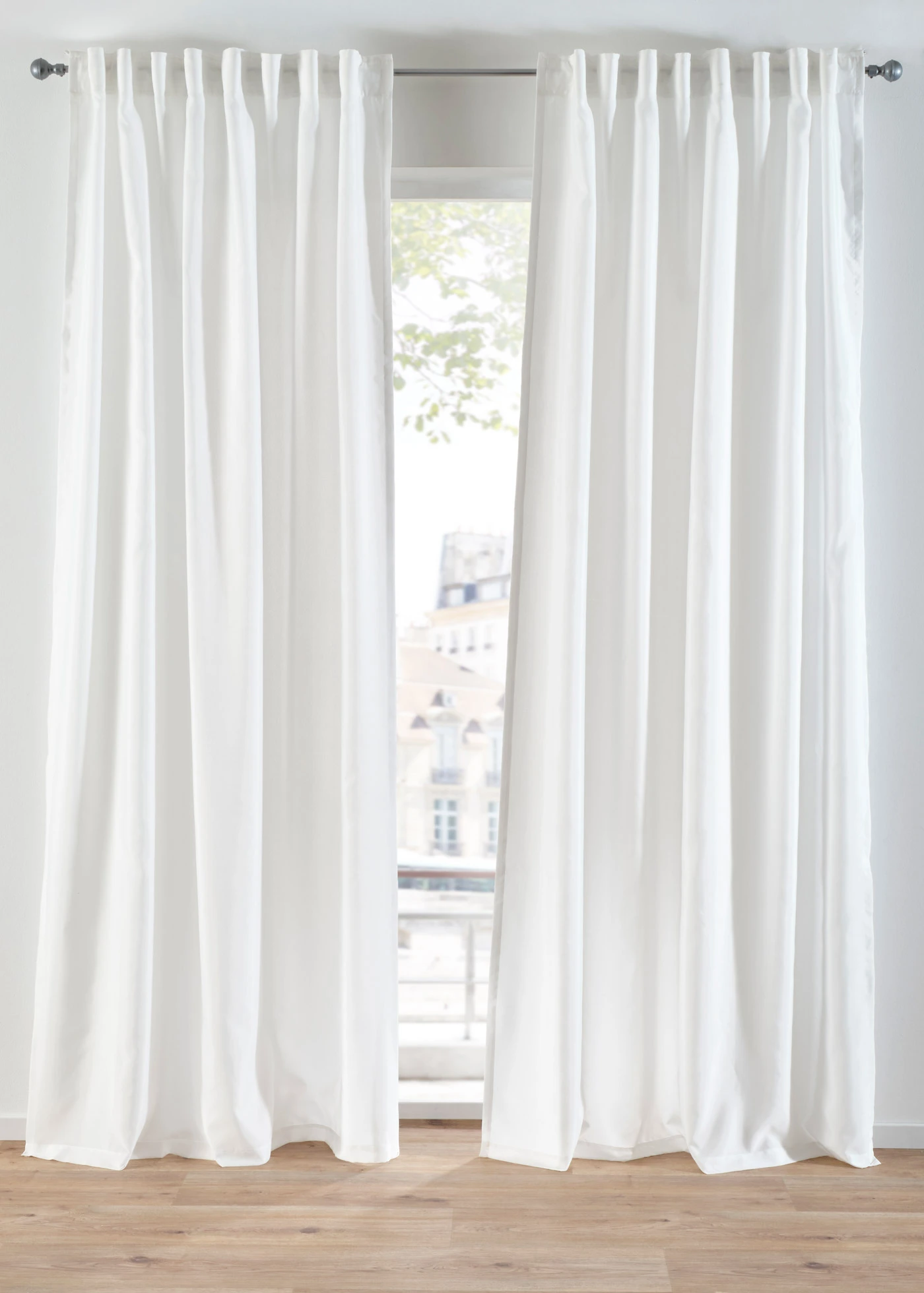 Semi transparant gordijn van duurzaam materiaal (2 stuks) • parelmoerbeige • bonprix online shop