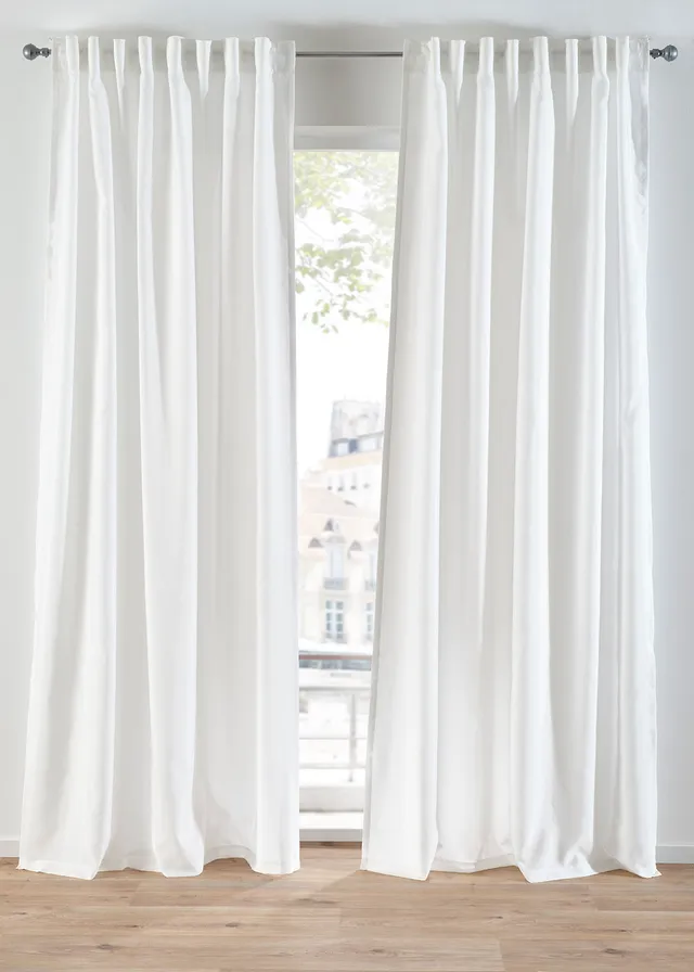 Lot de 2 voilages en polyester recyclé, Couleur: blanc