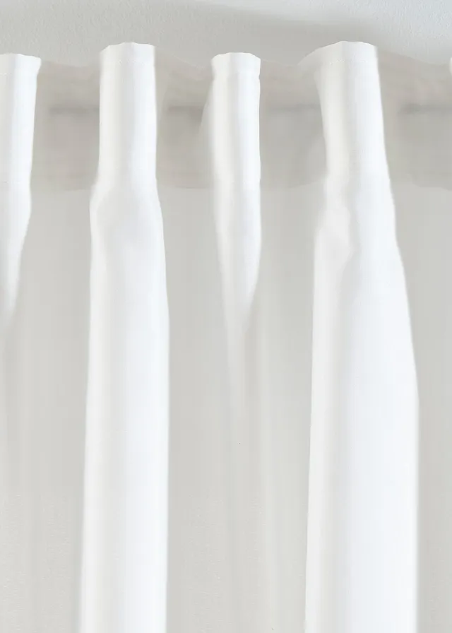 Lot de 2 voilages en polyester recyclé, Couleur: blanc
