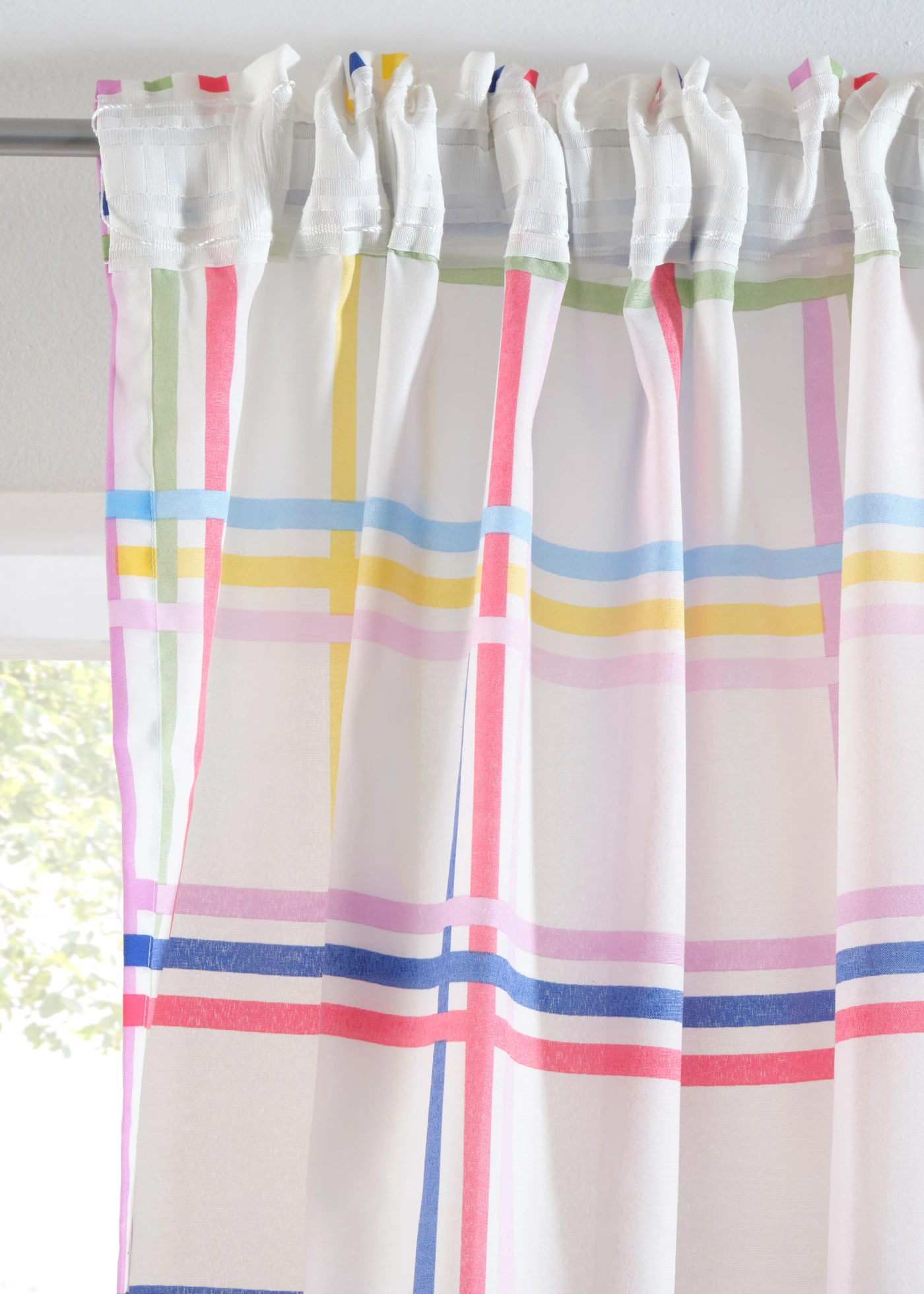 Transparant gordijn van gerecycled polyester met ruiten (1 stuk) • multicolour-wit • bonprix online shop