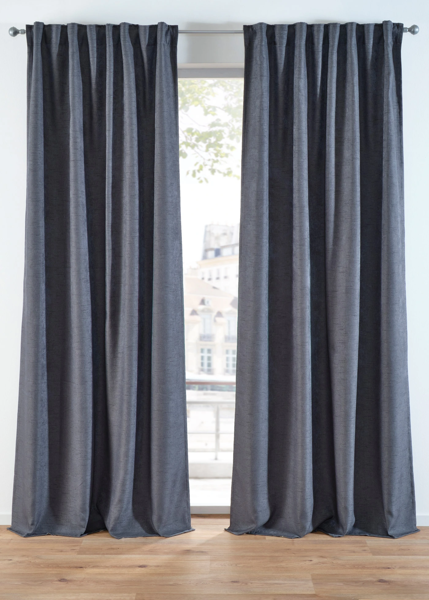 Verduisterend gordijn met lichte structuur (set van 2) • antraciet • bonprix online shop